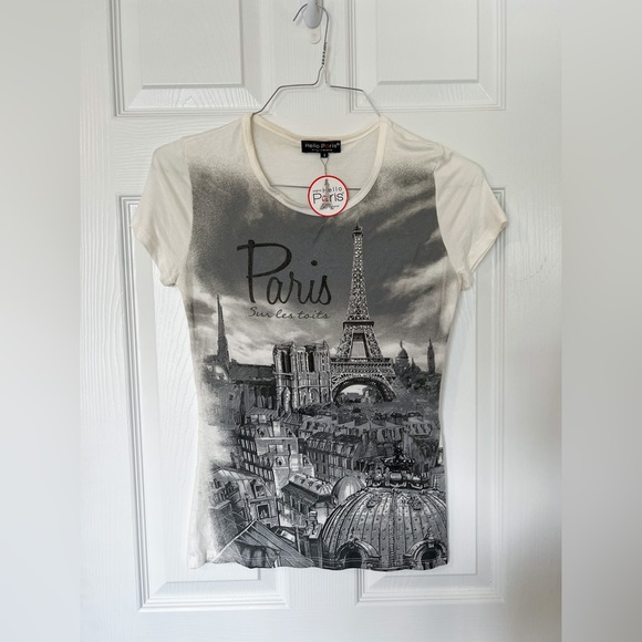 Hello Paris Eiffel Tower t shirt size 2 - Picture 1 of 2